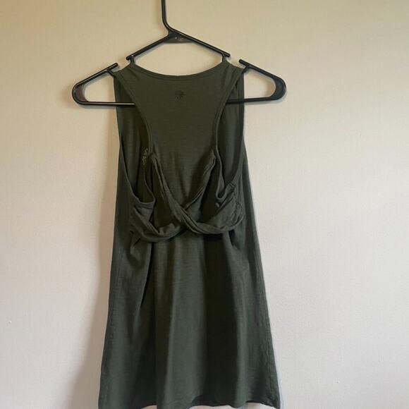 Athleta Embroidered Cotton V-neck Tank Green Size Medium - Picture 7 of 7
